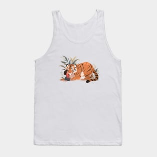 Adorable Tiger Animal Loving Cuddle Embrace Children Kid Tenderness Tank Top